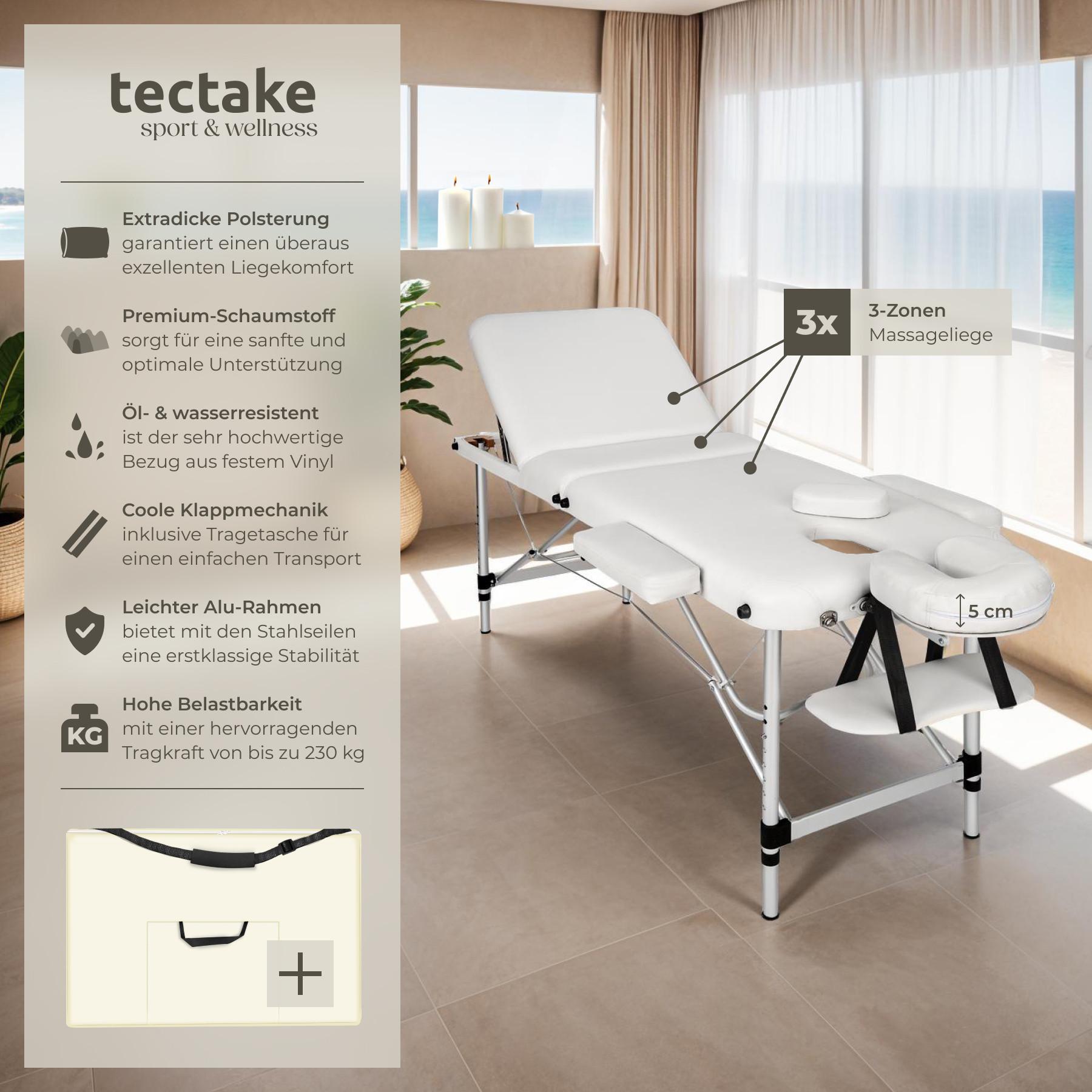 Tectake Table de massage pliante à 3 zones  