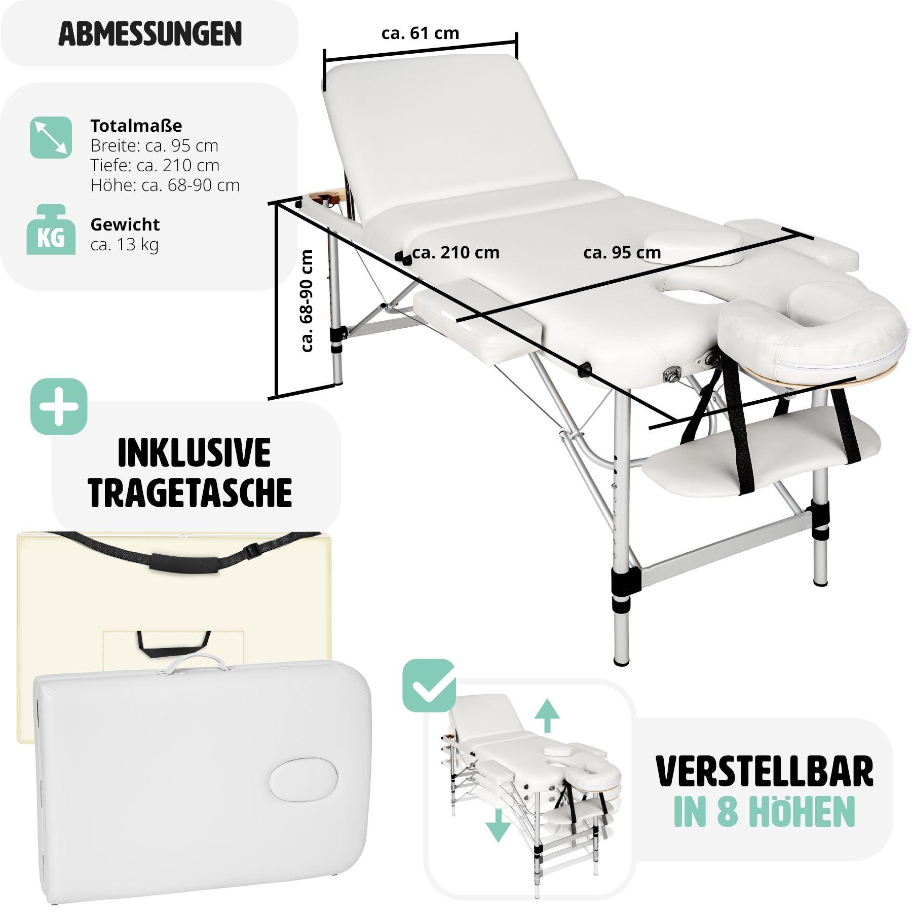 Tectake Table de massage Pliante 3 Zones Aluminium Portable + Housse  