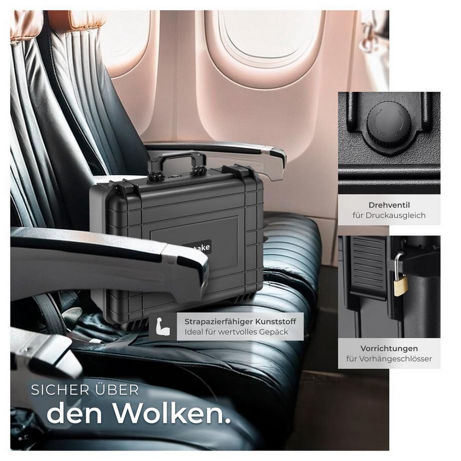 Tectake  Mallette pour appareil photo  en coque dure robuste avec 4 inserts en mousse épais 