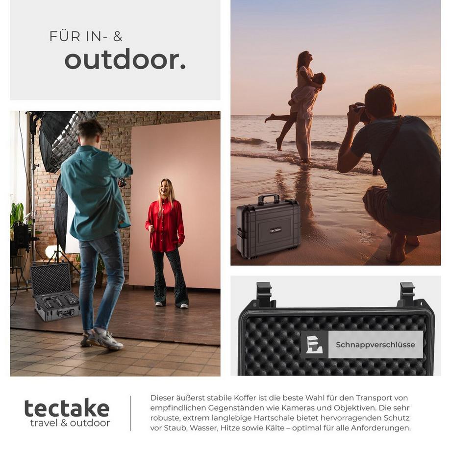 Tectake  Mallette pour appareil photo  en coque dure robuste avec 4 inserts en mousse épais 