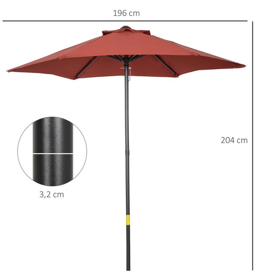 Northio Sonnenschirm Ø196 cm, Drehbar Sonnenschirm mit Knickfunktion, sechseckig Balkonschirm Strandschirm windfest stabil Marktschirm Kurbelschirm Sonnenschutz für Strand Balkon Garten, Weinrot Aosom  