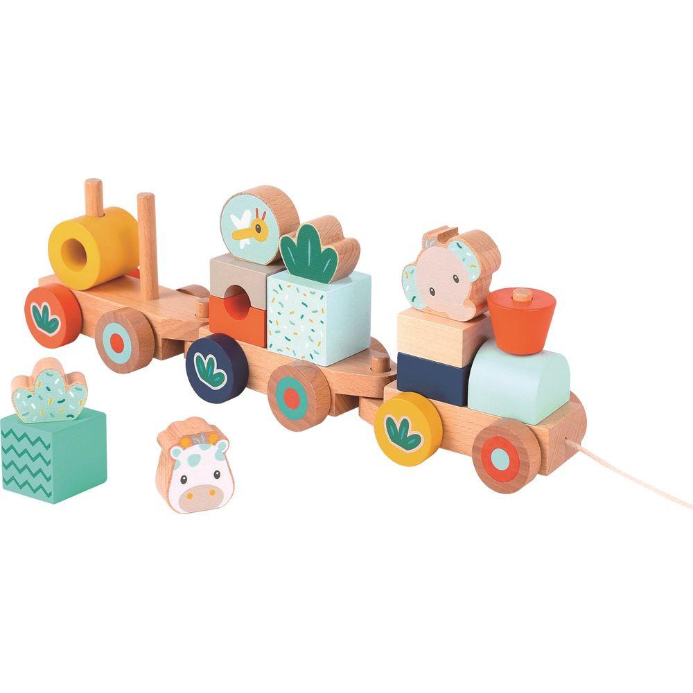 Image of Kleinkind Nachziehzug Giraffe & Elefant Multicolor