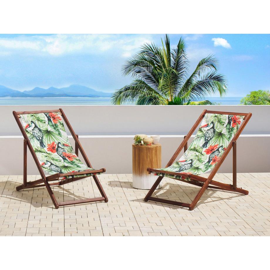 Beliani Lot de 2 chiliennes pliantes en Tissu  ANZIO  