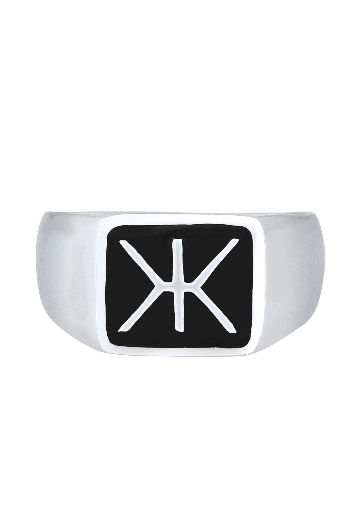 Kuzzoi  Bague Chevalière Homme Logo Tendance Avec Émail 