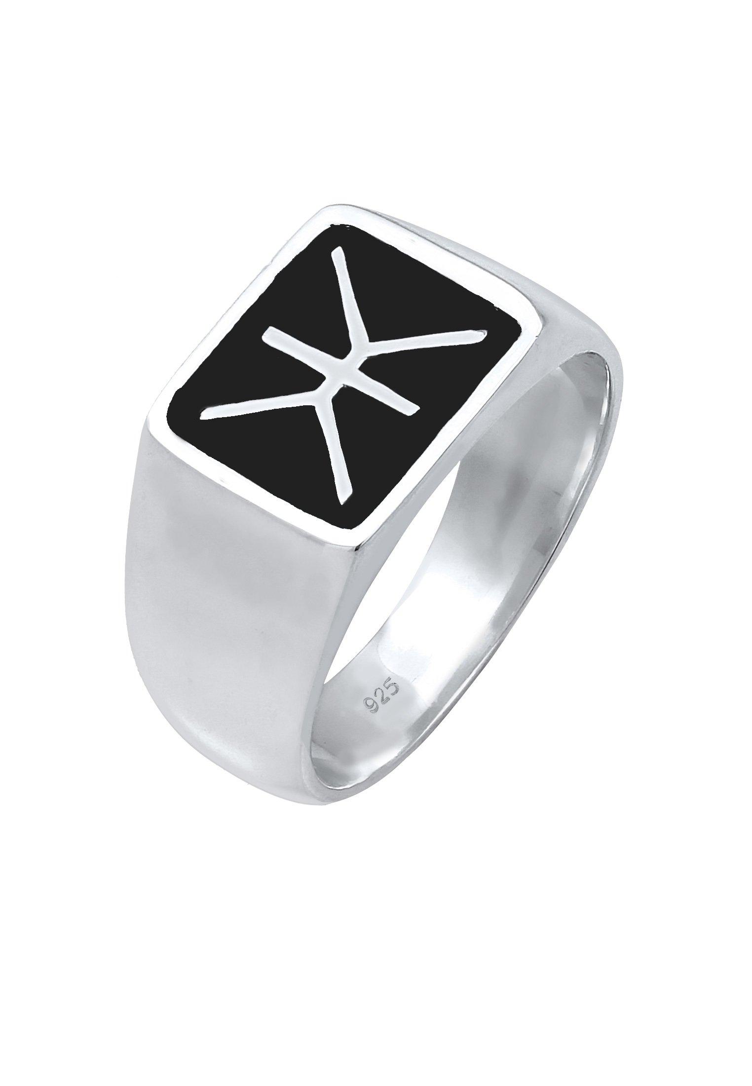 Image of Ring Siegelring Emaille Logo Basic Damen Silber 64mm
