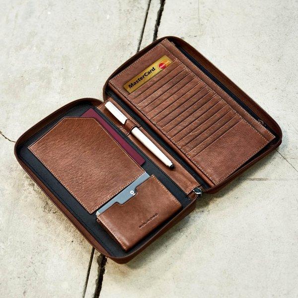 Piquadro Black Square Reisedokumententasche mit Kreditkartenfächern  