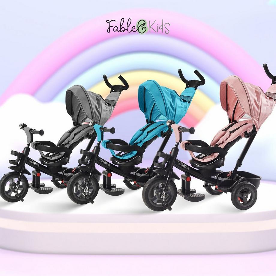 FableKids  Dreirad 5in1 Kinderdreirad Kinder Lenkstange Fahrrad Baby Kinderwagen 