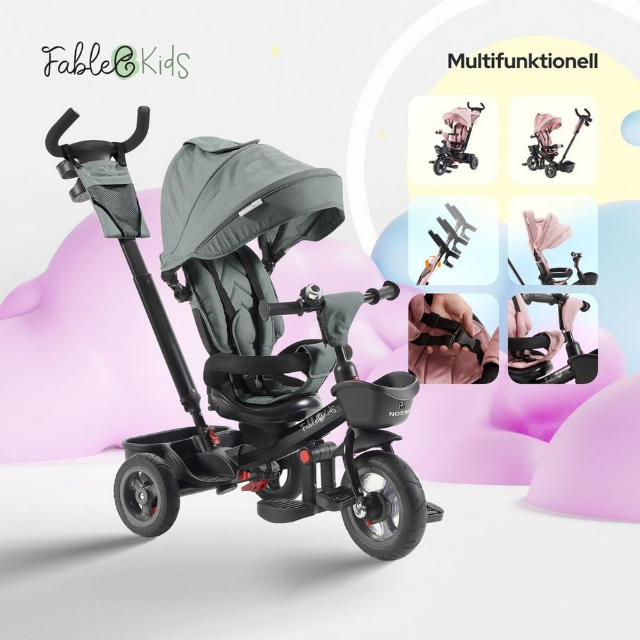 FableKids  Dreirad 5in1 Kinderdreirad Kinder Lenkstange Fahrrad Baby Kinderwagen 