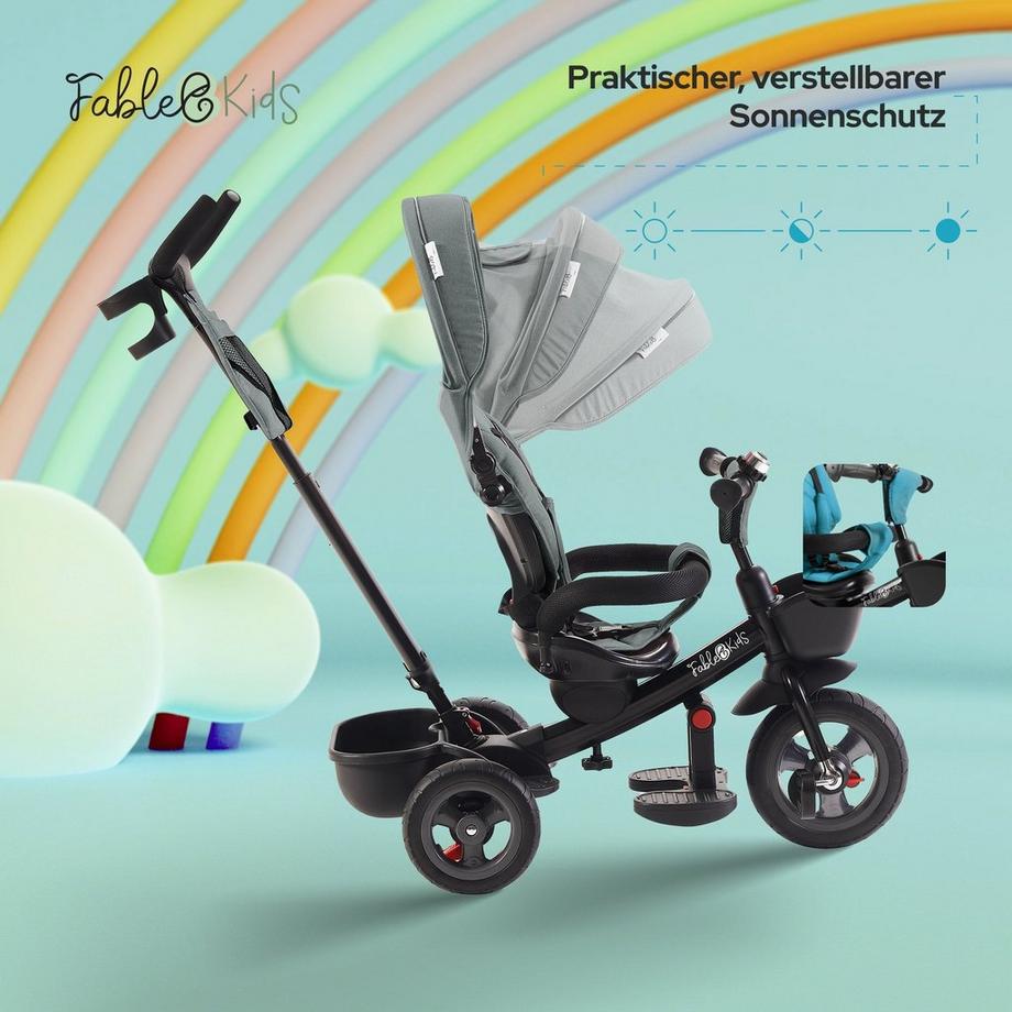 FableKids  Dreirad 5in1 Kinderdreirad Kinder Lenkstange Fahrrad Baby Kinderwagen 