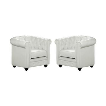 Sessel 2er-Set - Kunstleder - Weiß - CHESTERFIELD