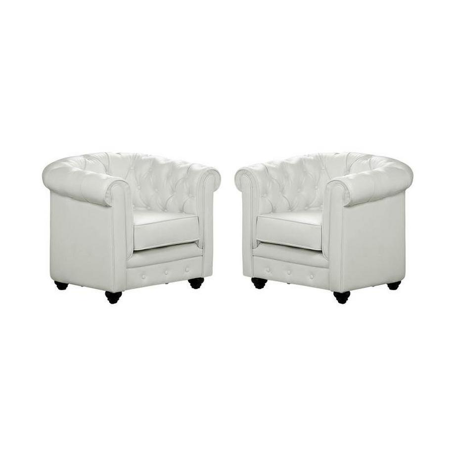 Sessel 2er-Set - Kunstleder - Weiß - CHESTERFIELD