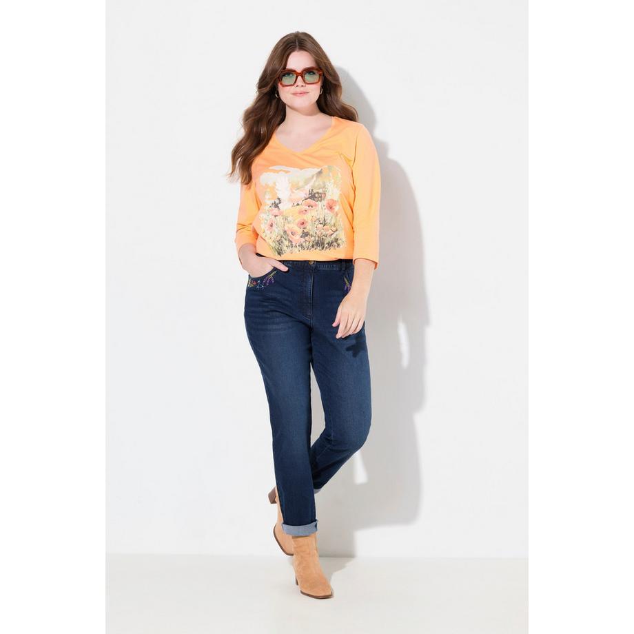 Ulla Popken Mia Broderie Taille Confort Straight Leg Jean  