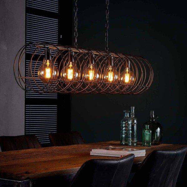 mutoni Lampe suspendue 5L cylindre spiral 28x28 Charbon  