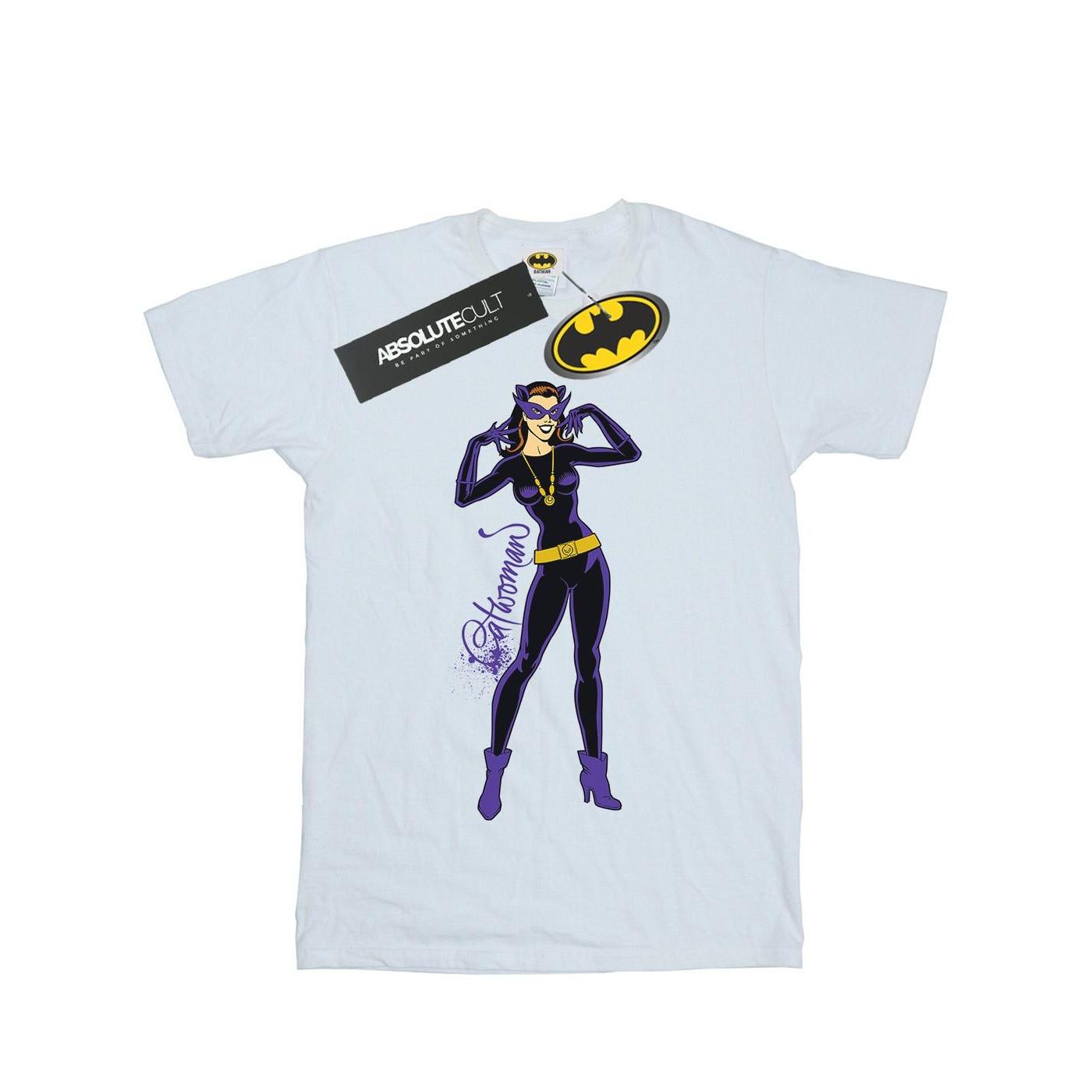 Image of Catwoman Happy Pose Tshirt Mädchen Weiss 140/146