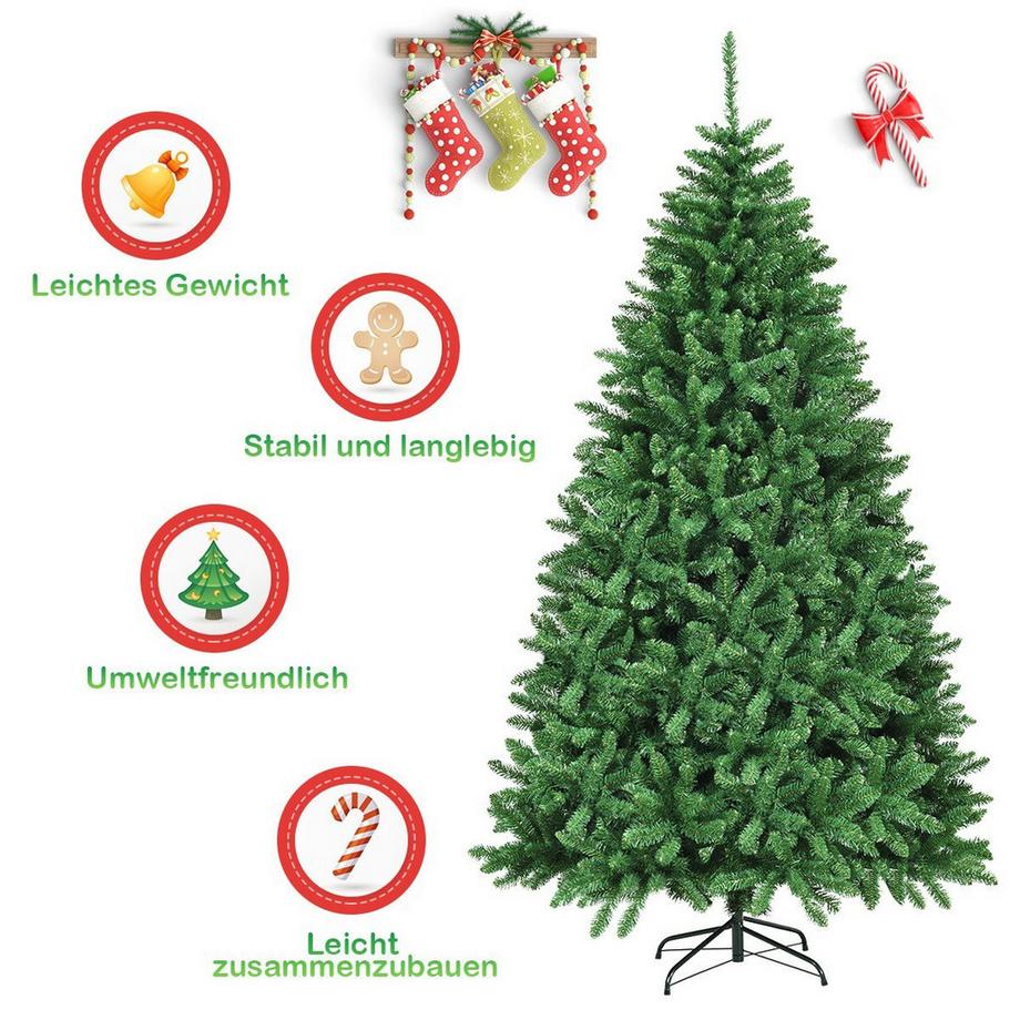 Northix Albero di Natale artificiale da 225 cm con supporto in metallo Albero di Natale artificiale verde  