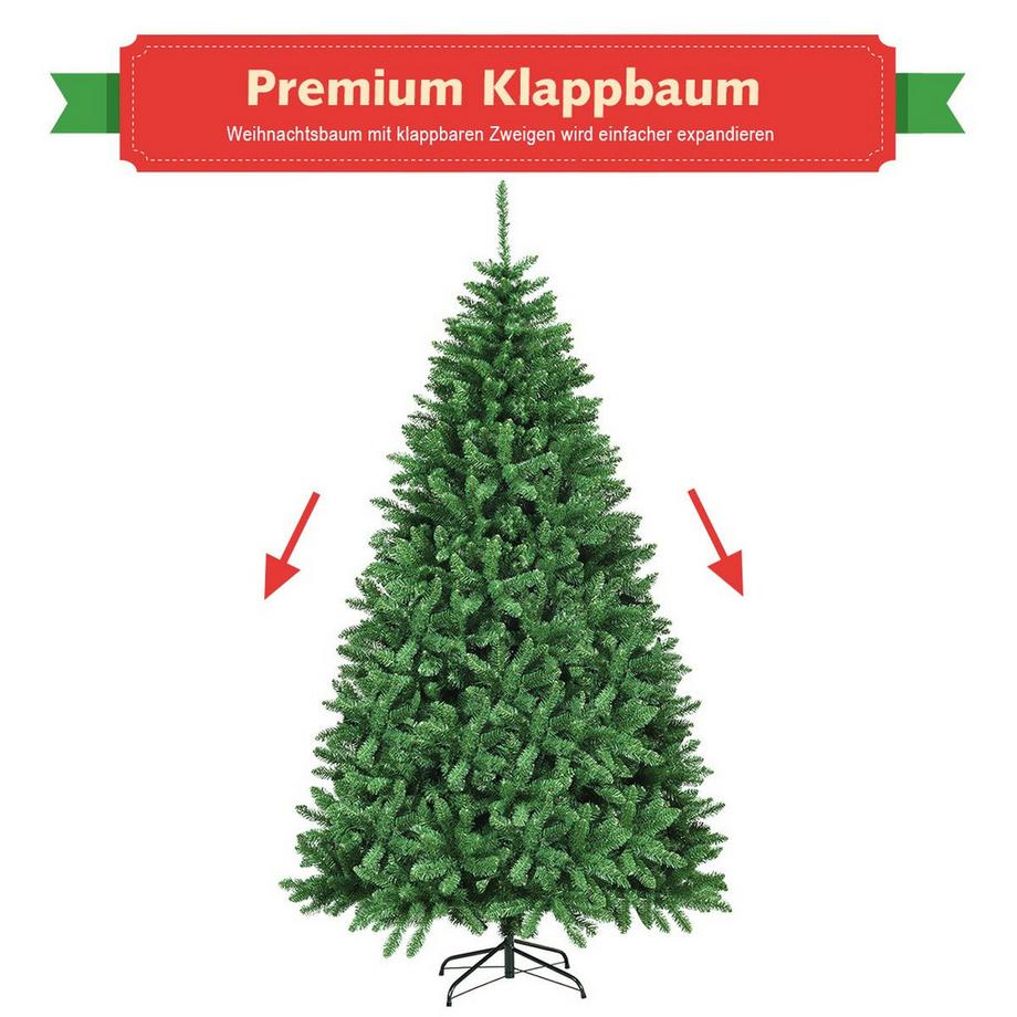 Northix Albero di Natale artificiale da 225 cm con supporto in metallo Albero di Natale artificiale verde  