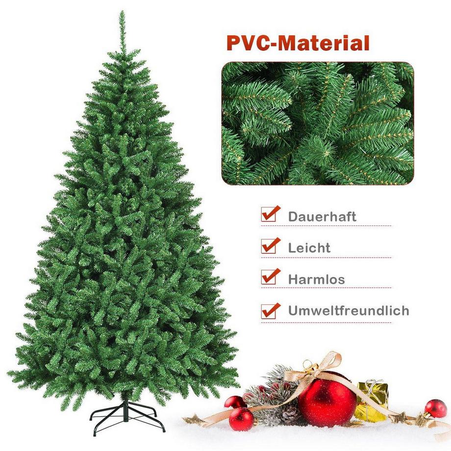 Northix Albero di Natale artificiale da 225 cm con supporto in metallo Albero di Natale artificiale verde  