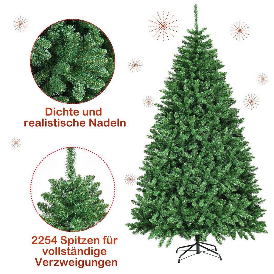 Northix Albero di Natale artificiale da 225 cm con supporto in metallo Albero di Natale artificiale verde  