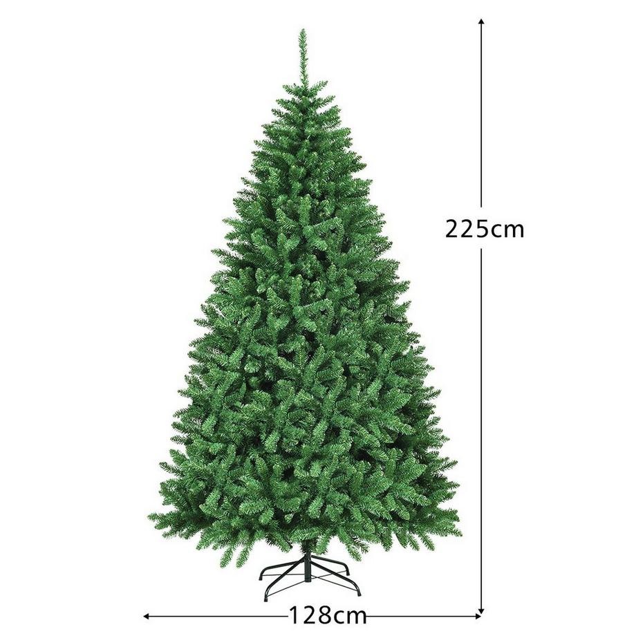 Albero di Natale artificiale da 225 cm con supporto in metallo Albero di Natale artificiale verde