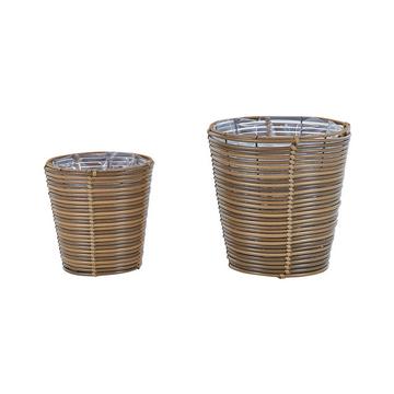 Set mit 2 Blumentöpfen aus PE Rattan Boho SARTI