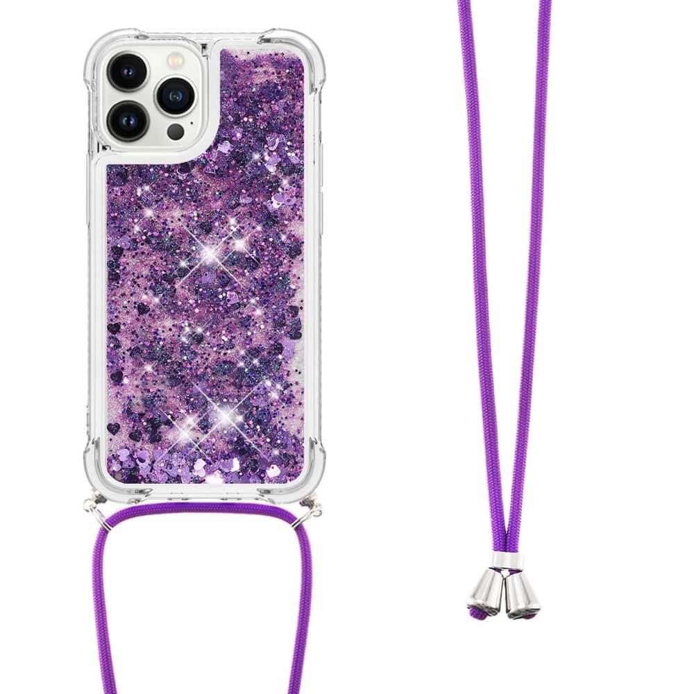 Cover-Discount  iPhone 15 Pro - Coque Paillettes Avec Bandoulière 