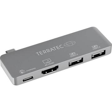 Terratec CONNECT C4 Adaptateur USB type C en aluminium avec USB-C PD, HDMI et 2 ports USB 3.0