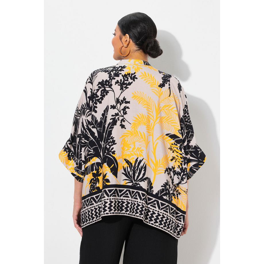 Ulla Popken Palmen Oversized Rundhals Halbarm Bluse  