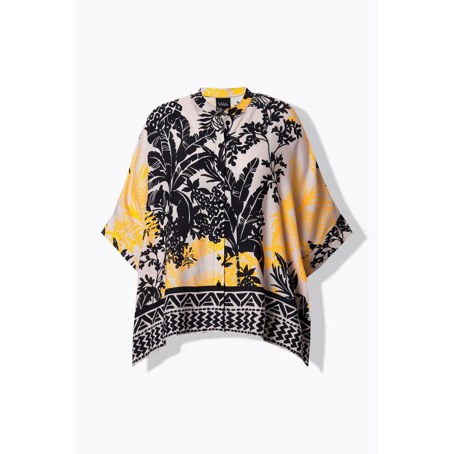 Ulla Popken Palmen Oversized Rundhals Halbarm Bluse  