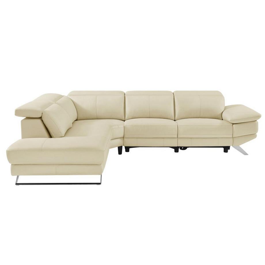 Vente-unique Ecksofa Relaxsofa elektrisch - Ecke links - Rindsleder - Beige - PUNO II  