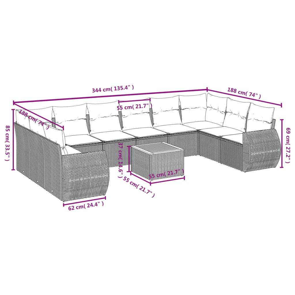 VidaXL set divano da giardino Polirattan  