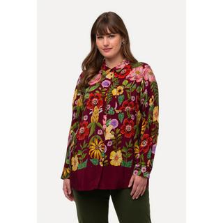 Ulla Popken  Camicia floreale con colletto da camicia e maniche lunghe 