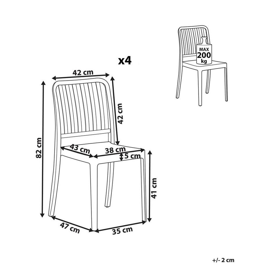 Beliani Lot de 4 chaises de jardin en Matière synthétique Moderne SERSALE  