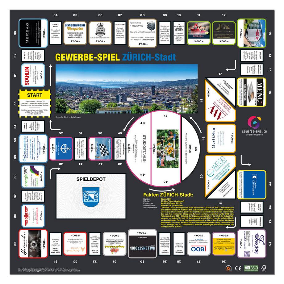 GEWERBE-SPIEL  Brettspiel ZÜRICH Stadt (Deutsch) 