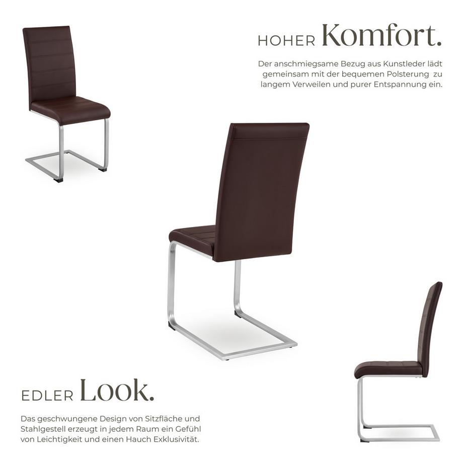 Tectake Set Schwingstuhl Bettina gepolstert mit Kunstlederbezug hohe Rückenlehne  