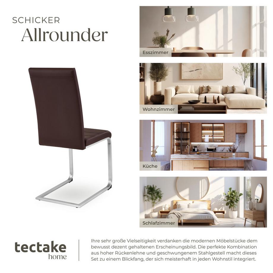 Tectake Ensemble de chaises de salle à manger BETTINA rembourré avec revêtement aspect cuir  