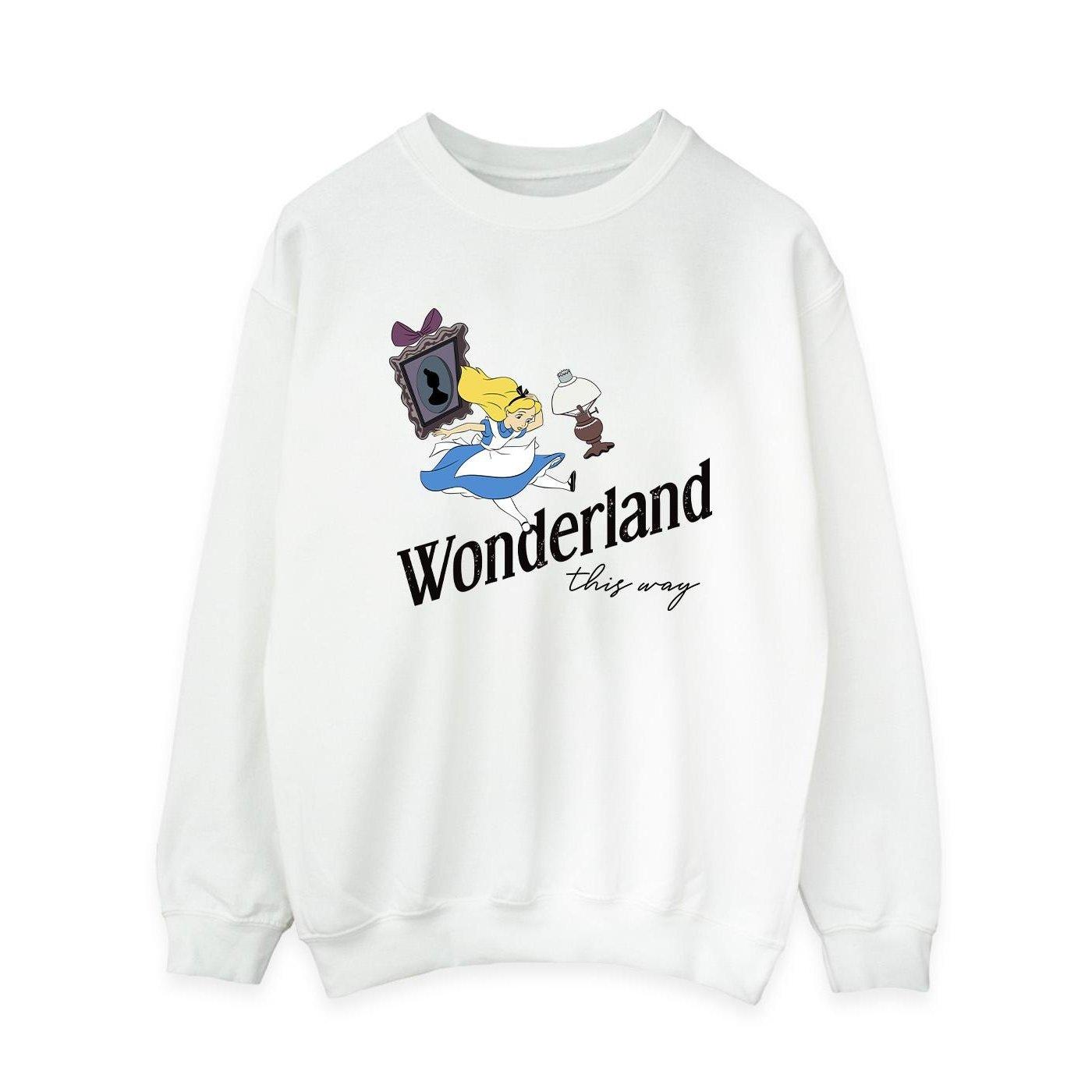 Image of Alice In Wonderland This Way Sweatshirt Damen Weiss L