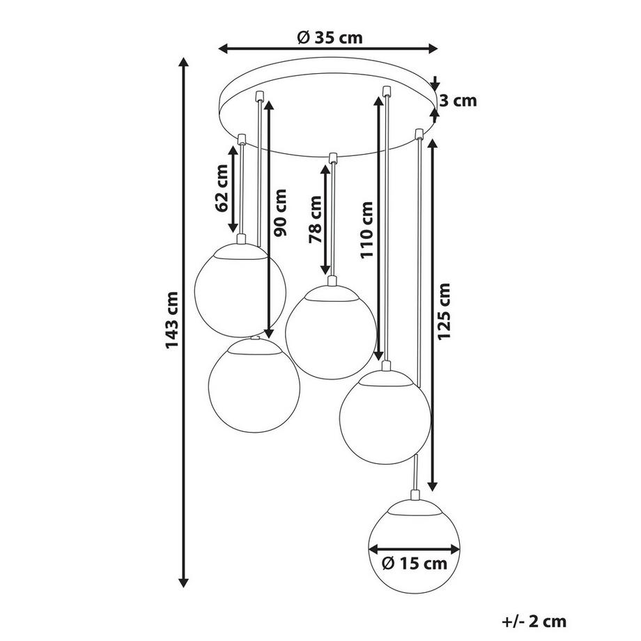 Beliani Hängelampe aus Glas Industriell NOEL  