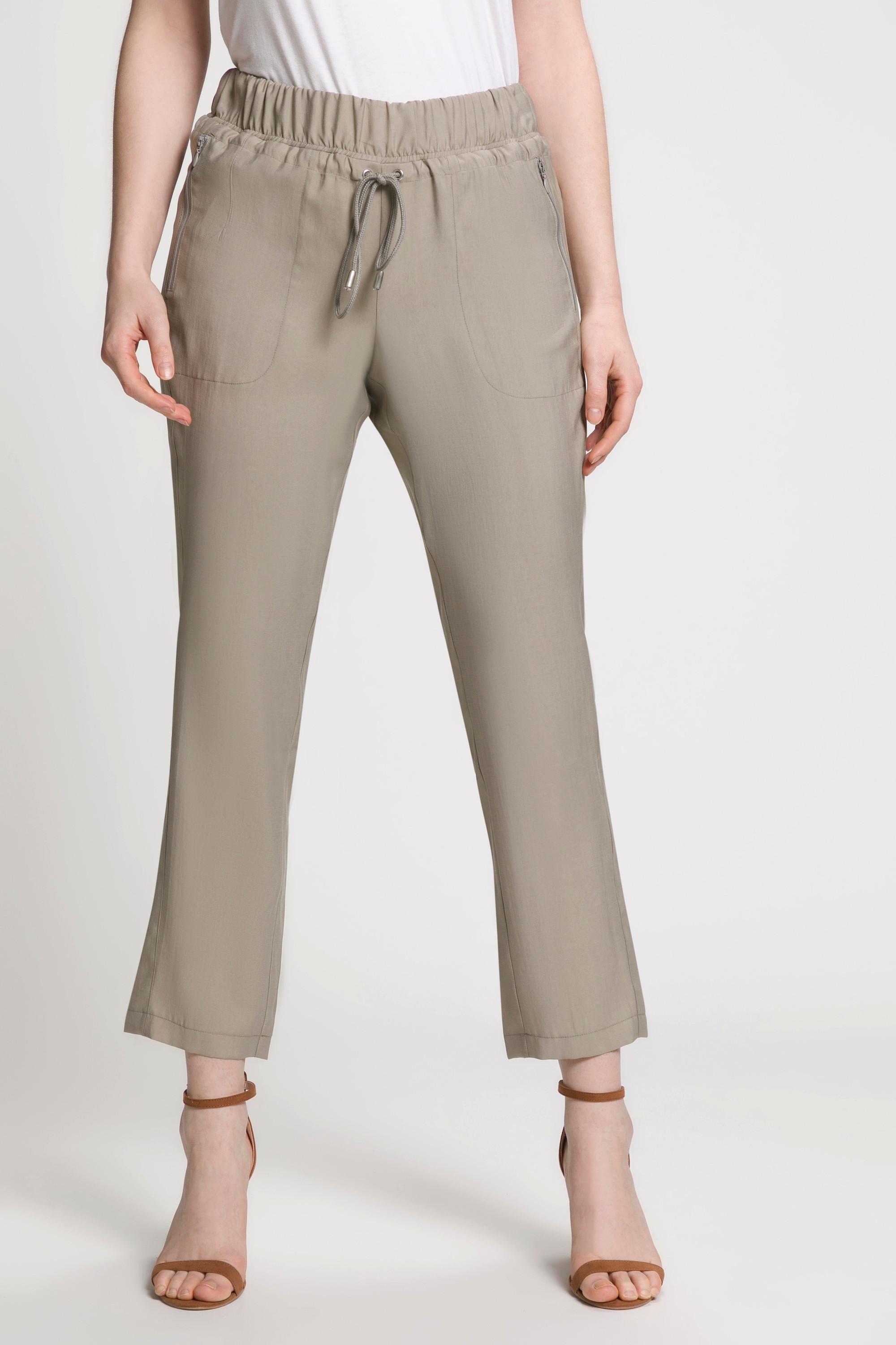 Ulla Popken  Pantalon 7/8, jambes étroites, ceinture élastique, poches zippées 