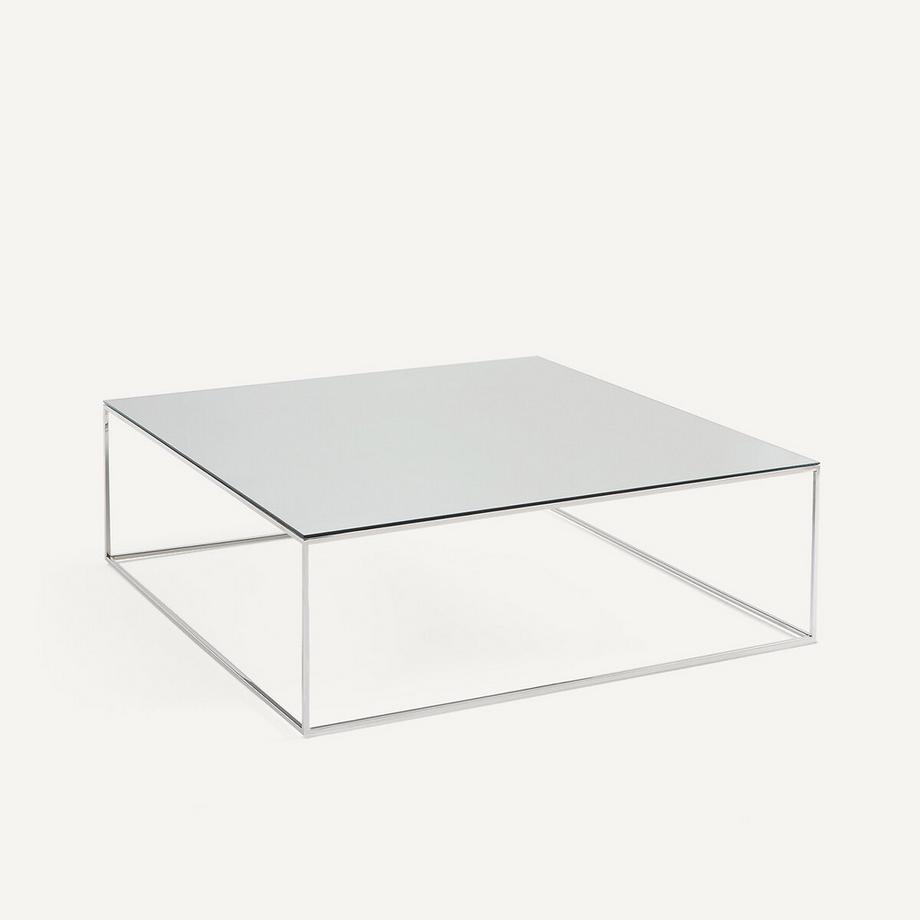 Gespiegelter Couchtisch aus verchromtem Metall