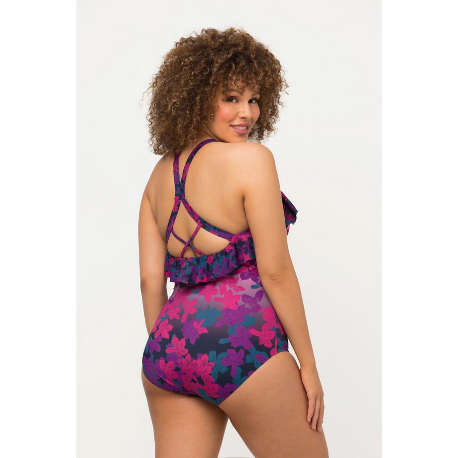 Ulla Popken Maillot de bain motif floral bonnets souples volant  