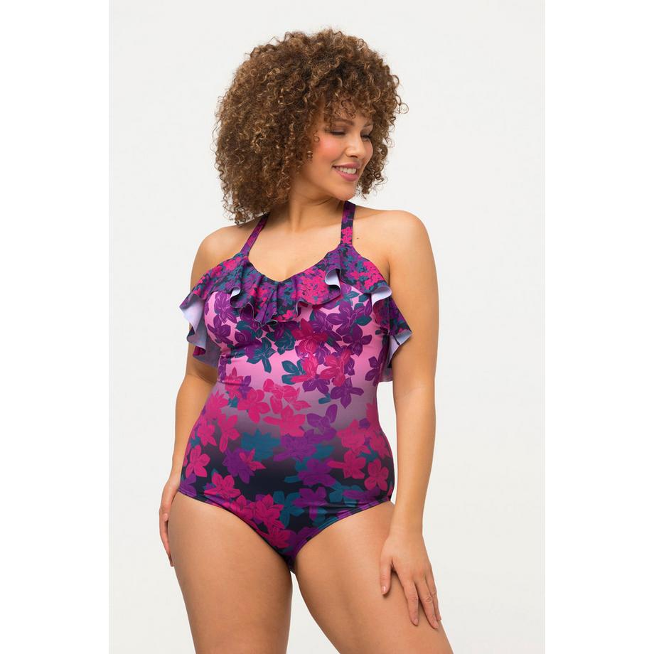 Ulla Popken Maillot de bain motif floral bonnets souples volant  