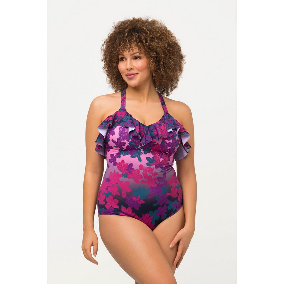 Ulla Popken Maillot de bain motif floral bonnets souples volant  