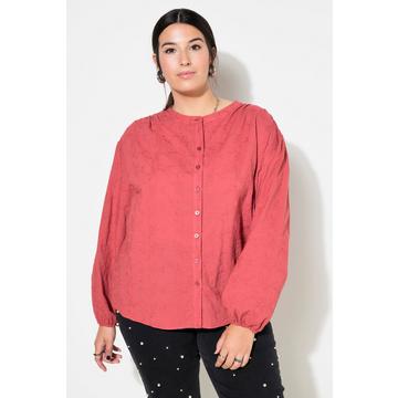 Blusa dal taglio oversize in tessuto operato con maniche lunghe a palloncino