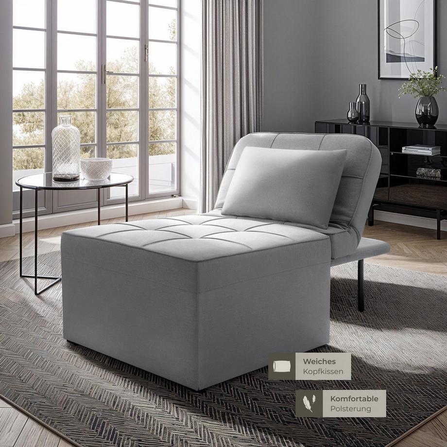 Tectake Schlafhocker Ponto 4 in 1 als Hocker, Sessel, Lounger oder Bett 6-fach verstellbare Rückenlehne  