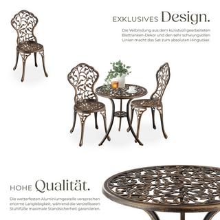 Tectake Bistroset Lyon für 2 Personen, im Vintage-Design wetterfestes Aluminium  