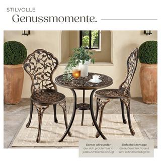 Tectake Bistroset Lyon für 2 Personen, im Vintage-Design wetterfestes Aluminium  