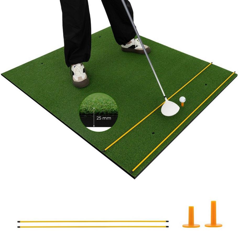 Northix  Tapis de frappe de golf 3 en 1 avec gazon artificiel, 2 tees de golf, 2 tiges d'alignement et 6 trous de tee pré-percés, 60" x 47" 