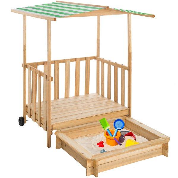 Tectake  Bac à sable, Cabane de Jardin Enfant avec Toit et Véranda 