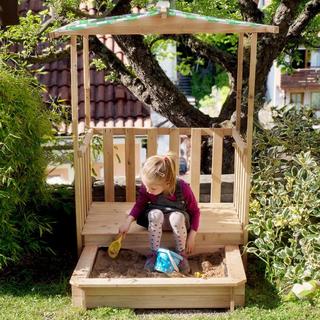 Tectake  Bac à sable, Cabane de Jardin Enfant avec Toit et Véranda 