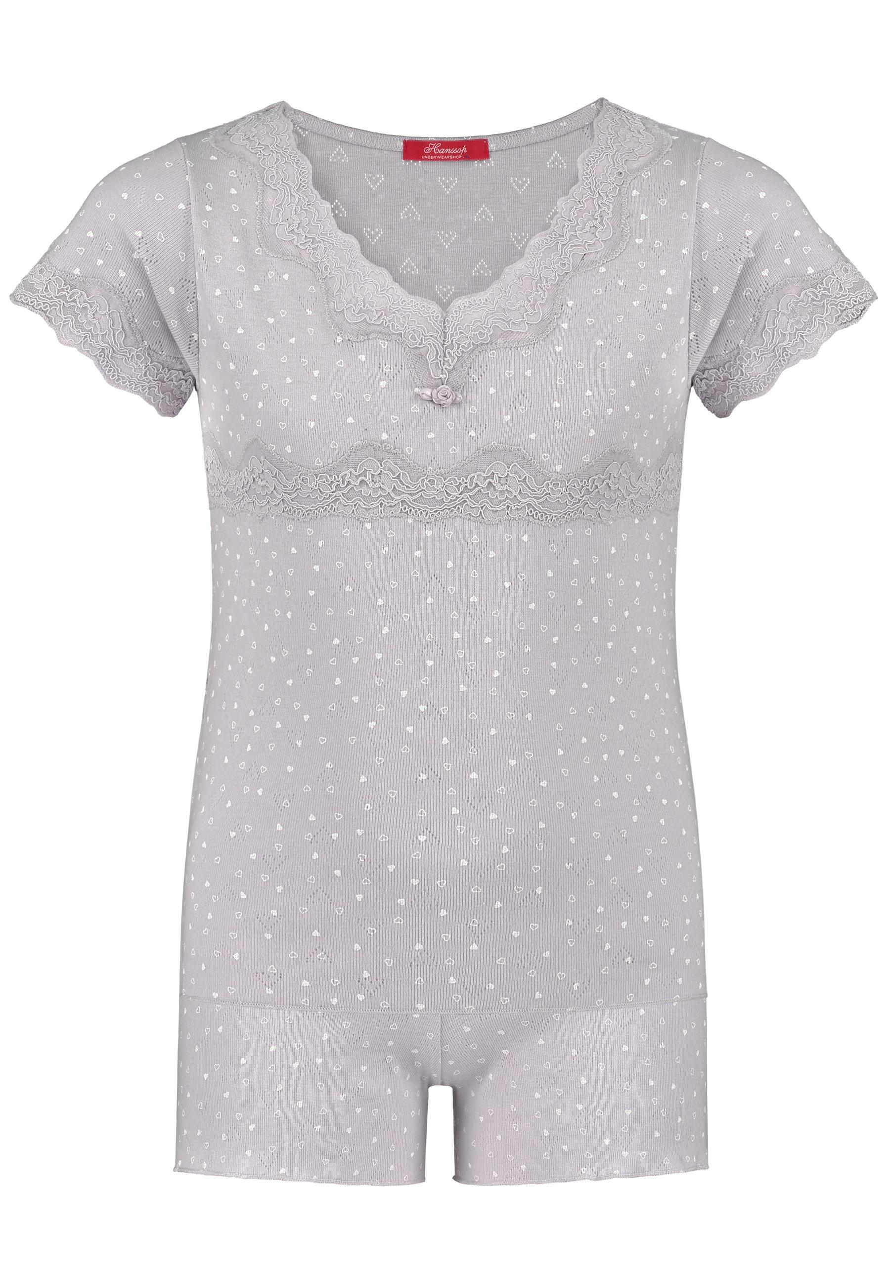 Image of Shorty Set Schlafanzug, Elegante Spitze Pointelle Mädchen Zimt 128